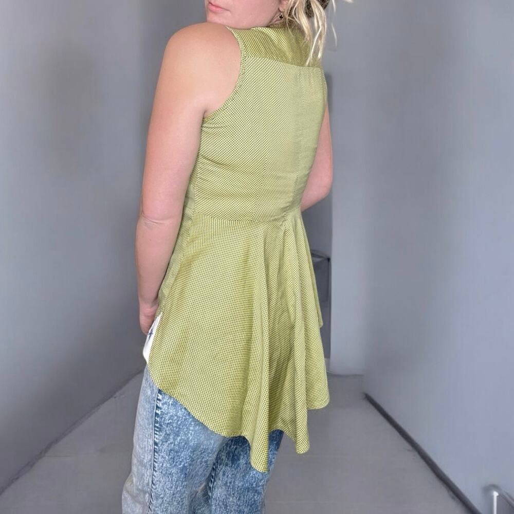 Double R Ravi Ratan Custom Button Front Sleevless Peplum Top Small - Picture 3 of 5